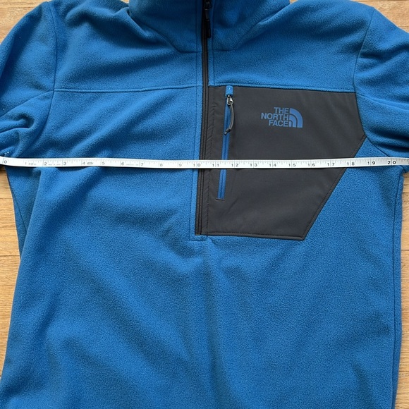 THE NORTH FACE Mens Fleece Pullover Jacket M Blue Black Half Zip Chest Pocket - Picture 5 of 6